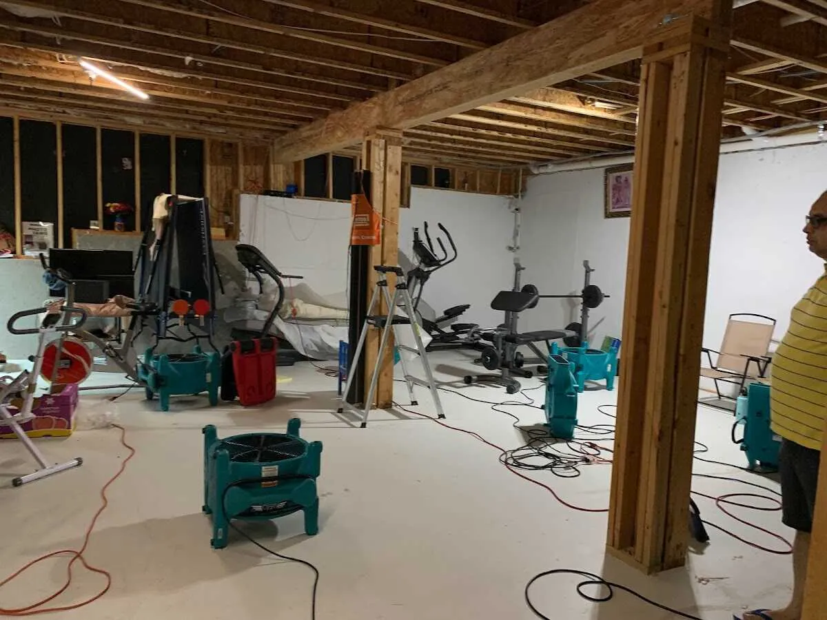 Basement drying equipment setup for Contents Cleaning & Restoration in Oregon City