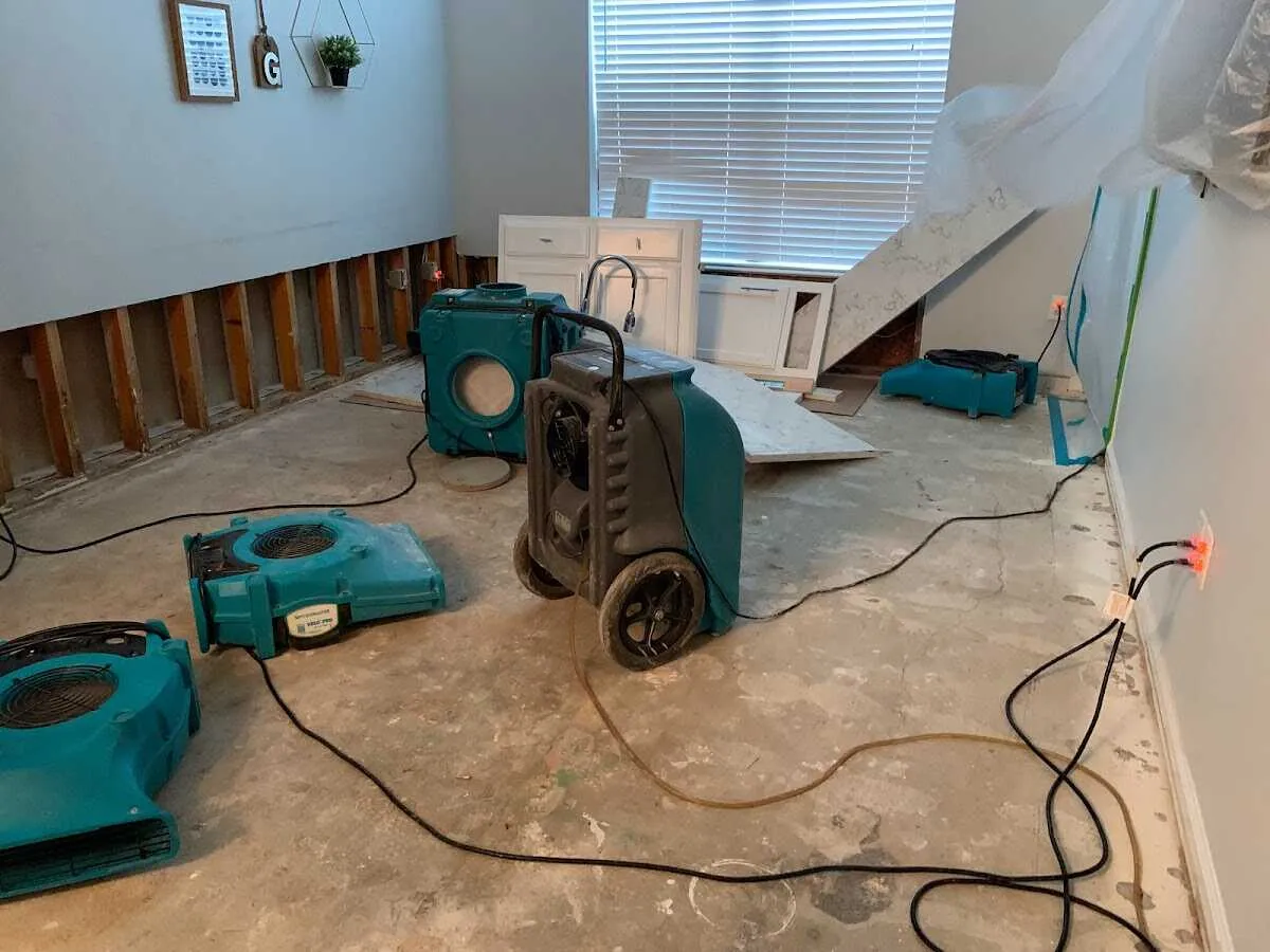 Dehumidifier in flood-cut room for Water Damage Restoration in Oregon City